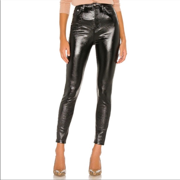 We the Free Phoenix Coated Skinny Jeans in Liquid Black SZ 26 EUC - Picture 1 of 4
